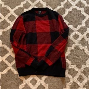 JCrew men’s patterned red and black sweater